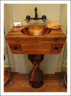 Handmade Wooden Sink at Hands Gallery in Boone North Carolina