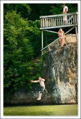 Jumping into Watauga Lake Tennessee