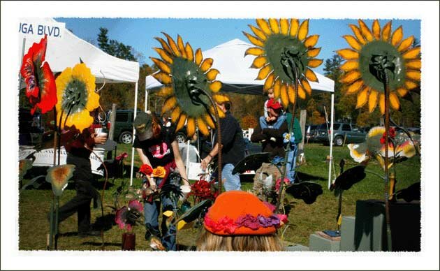 Sunflower Sculptures for sale at the Valle Country Fair in Valle Crucis North Carolina in the Boone North Carolina Mountains