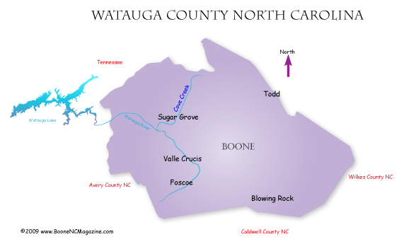 Watauga County North Carolina Map